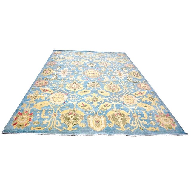 Condition: New Origin: Afghanistan Design: Sultanabad Actual size: 6'2" X 9'0" Thickness: 1/4" Color: Light Blue, Tan,...