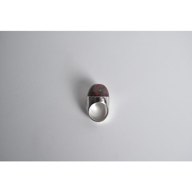 Vintage Silver and Moss Agate Statement Ring, 1960s For Sale - Image 14 of 17