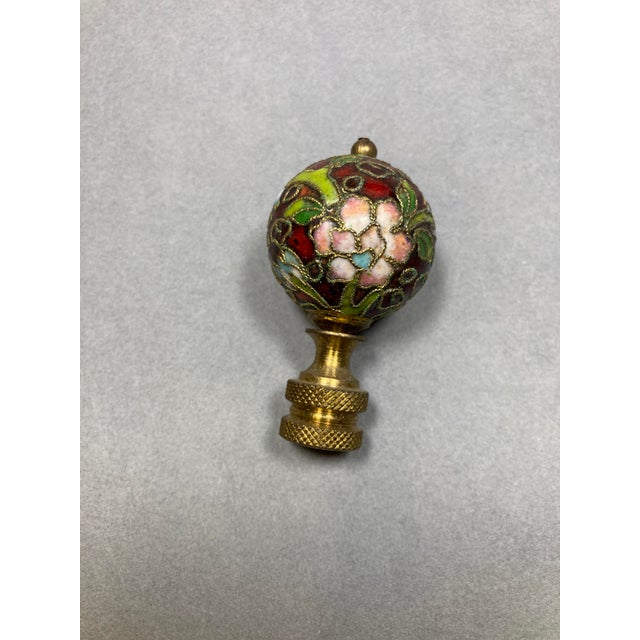 Vintage Cloisonne Floral Lamp Finial For Sale - Image 10 of 10