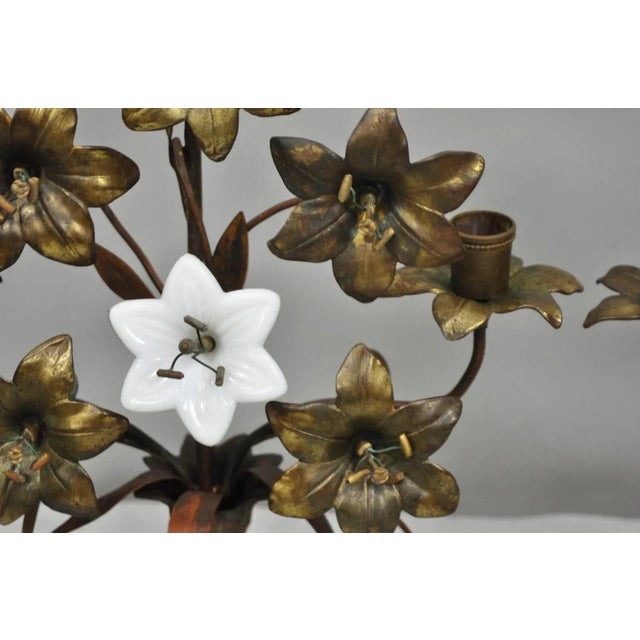 Early 20th Century Antique French Baroque Gold Gilt Bronze Altar Church Candlestick Candelabra Pair For Sale - Image 5 of 12