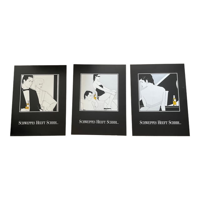 Jos Van Uytrecht, Couple, 1984, Copyright Schweppes International, No 205,206,207, Set of 3 Printed in Holland. For Sale