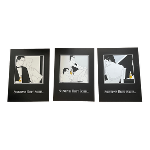 Jos Van Uytrecht, Couple, 1984, Copyright Schweppes International, No 205,206,207, Set of 3 Printed in Holland.