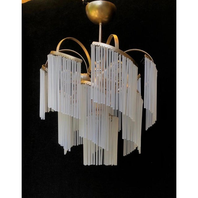 Glass 1980s Italian Murano White Milk Glass Waterfall Chandelier For Sale - Image 7 of 10