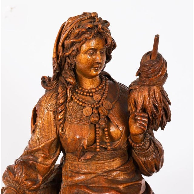 Antique Swiss Black Forest Carved Linden Wood Clock, 1890s For Sale - Image 4 of 18