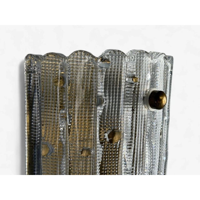 Metal Carl Fagerlund, Textured Glass, Brass, Large Wall Sconces, Sweden, 1940s For Sale - Image 7 of 8