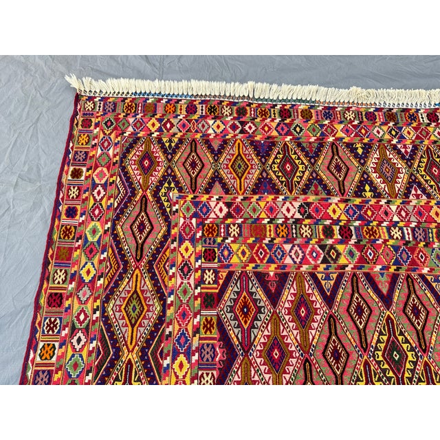 Multicolor Mushwani Maimana Hand-Woven Kilim Rug - 6'7" X 9'2" For Sale - Image 11 of 16
