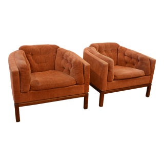 Vintage Mid Century Jules Heumann Barrel Back Lounge Chairs- a Pair For Sale