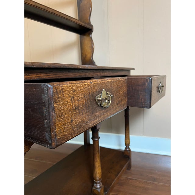 Antique English Dresser Sideboard Plate Rack Potboard Jacobean Tiger Oak C1900 For Sale - Image 17 of 18