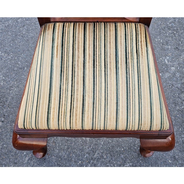 Late 20th Century Set of Six Henkel Harris Solid Wild Black Cherry Queen Anne Style Dining Chairs For Sale - Image 13 of 18