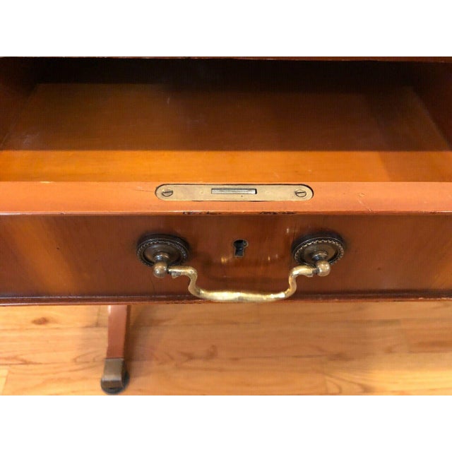 Alfonso Marina Alfonso Marina Regency Yew Wood Executive Writing Desk With Green Leather Top For Sale - Image 4 of 13