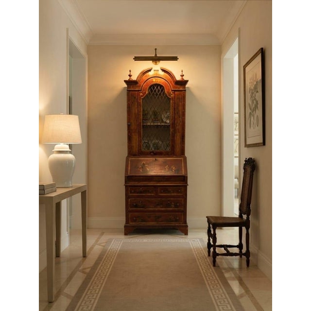 Chestnut 18th-Century Venetian Style Red & Gold Chinoiserie Bureau Cabinet For Sale - Image 8 of 12