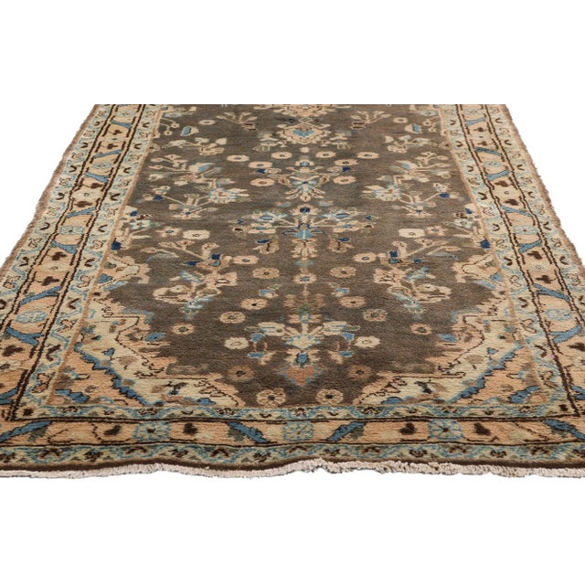 Vintage Earth-Tone Persian Hamadan Rug Runner, 03'11 X 13'02. For Sale - Image 4 of 10