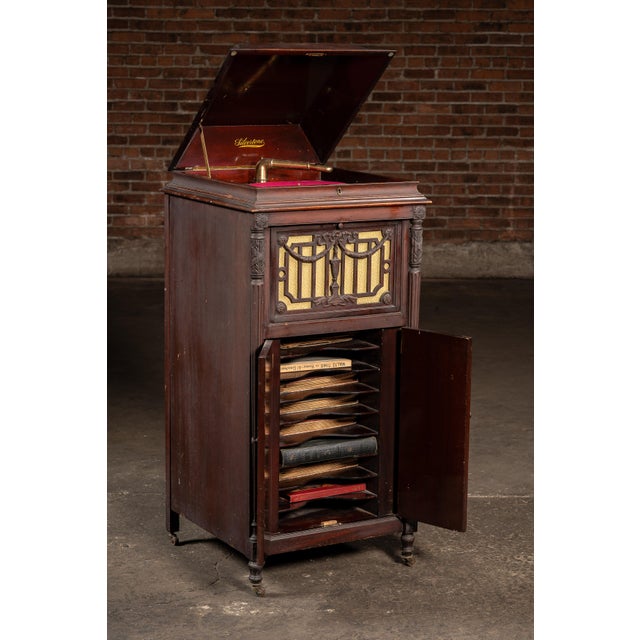 Antique Silvertone Floor Phonograph Cabinet With Records For Sale In Chicago - Image 6 of 12