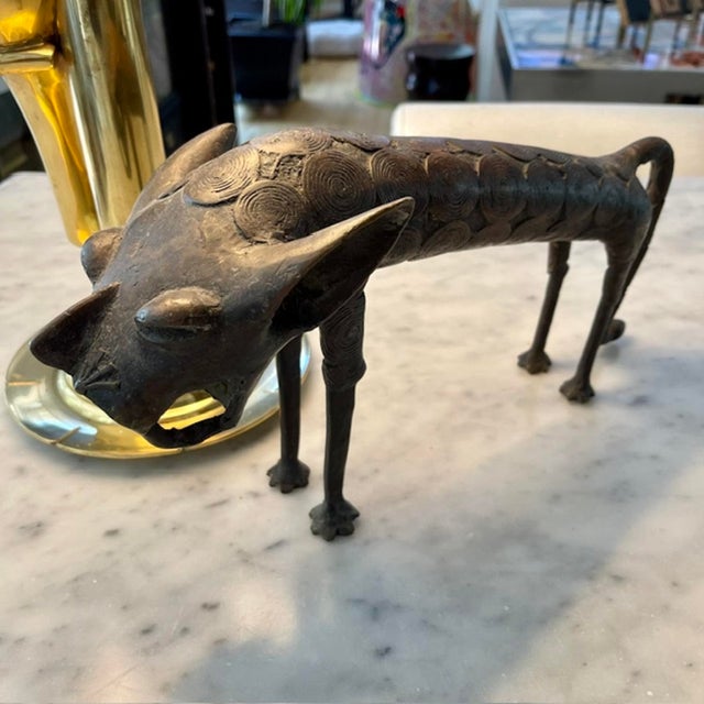 Mid-Century Modern Late 20th Century African Benin Leopard Sculpture For Sale - Image 3 of 9