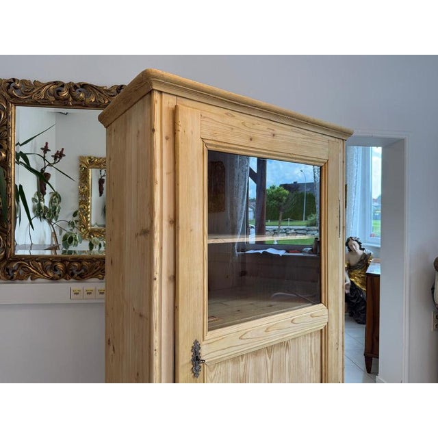 Brown Biedermeier Farmhouse Wood Display Cabinet For Sale - Image 8 of 13