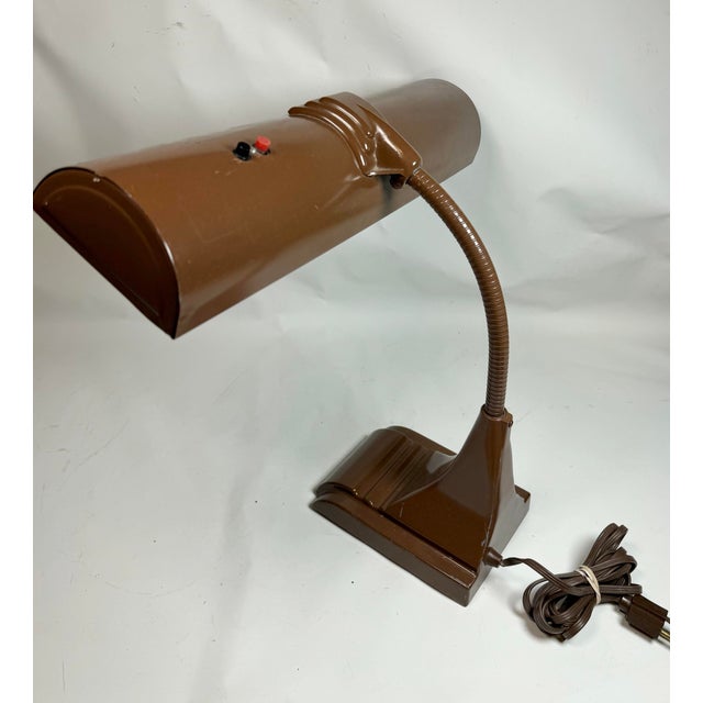 Brown Vintage Art Specialty Co Metal Gooseneck Industrial Desk Lamp For Sale - Image 8 of 10