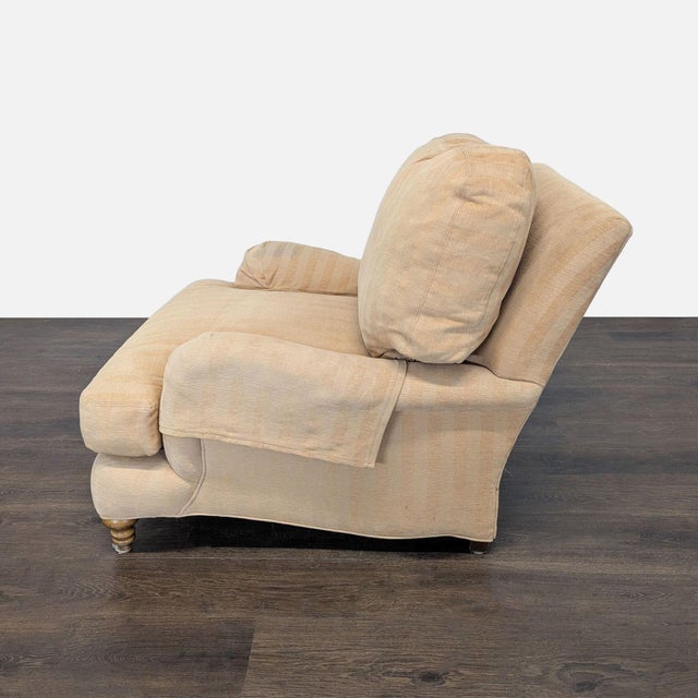 Crate & Barrel Crate & Barrel Beige Striped Lounge Chair For Sale - Image 4 of 9