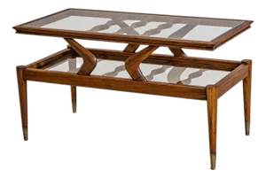 Mid-Century Modern Coffee Table, Wood and Glass, Italy, 1950s Design