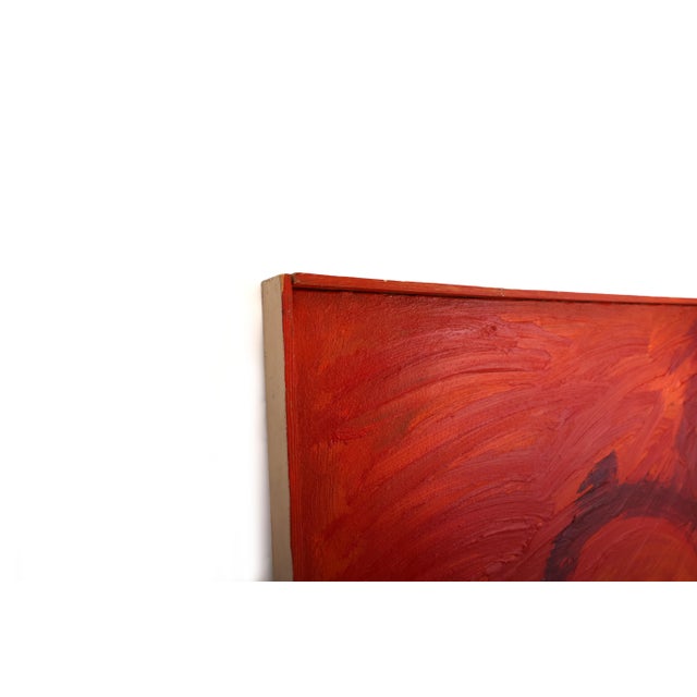 Red Original Mid Century Modern "Mars Rising" Painting by Artist Virginia Cohn Parkum For Sale - Image 8 of 10
