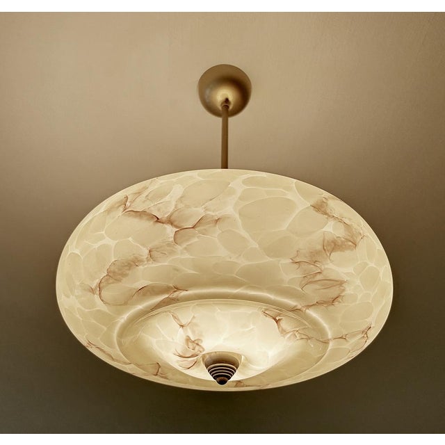 Art Deco Pendant Light in Marble Glass, 1930s For Sale - Image 6 of 18