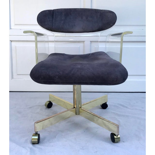 1960s Molded Lucite and Brass Kagan Style Desk Chair For Sale - Image 12 of 12
