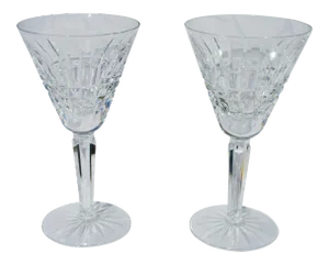 Vintage Glenmore Waterford Crystal Claret Red Wine Glasses - a Pair
