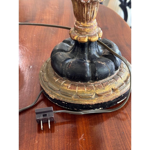 Vintage Italian Ebonized and Gilt Lyre Form Lamp For Sale - Image 12 of 12