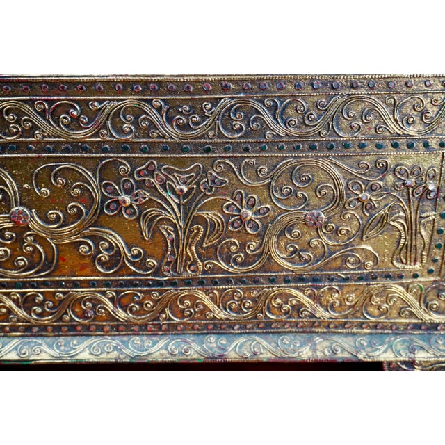 Wood 1980s Vintage Burmese Gilt Wood Bejeweled Temple Box For Sale - Image 7 of 9