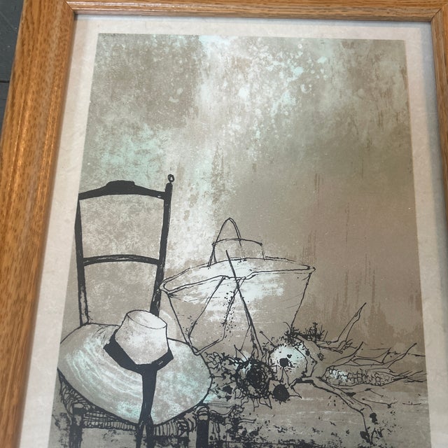 Original 1960’s Jean Jansem Still Life with Chair and Hat lithograph. Signed and framed. Lithograph measures 9x12 / 14x17...