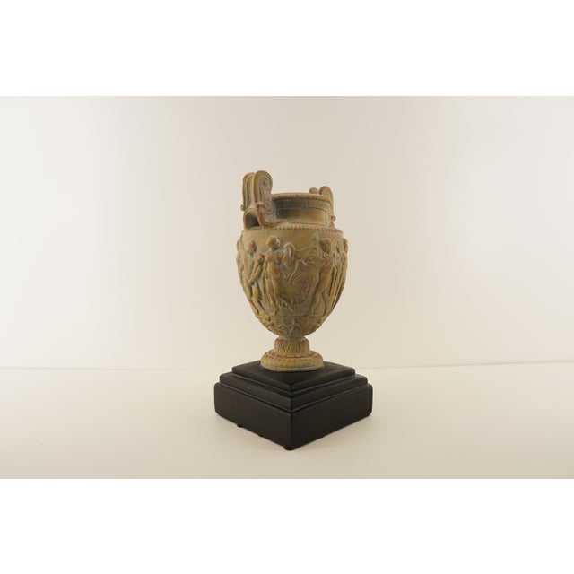 Neoclassical Vintage Greek Roman Neoclassical Urn on Black Base For Sale - Image 3 of 18
