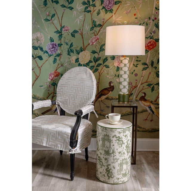 Chinoiserie Winterthur for Port 68 Dragon Pagoda Green Stool For Sale - Image 3 of 7