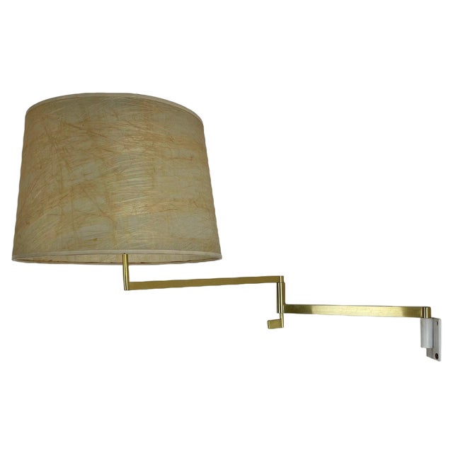 Minimalist Swing Arm Brass Wall Light in the style of Stilnovo, Italy, 1960s For Sale