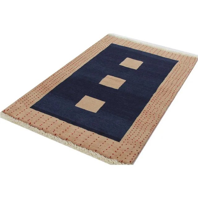 Handwoven Gabbeh Area Rug 3'3"×4'11" For Sale - Image 4 of 9