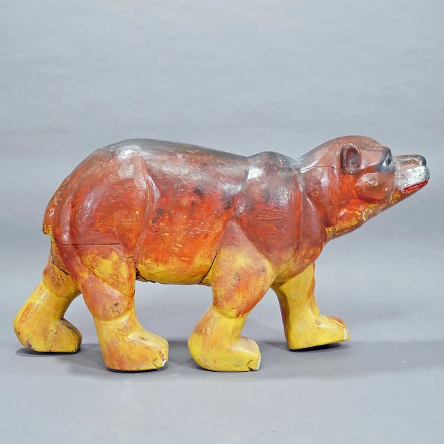 Figurative Rare Antique Children Carousel Bear, Germany Early 20th Century For Sale - Image 3 of 8