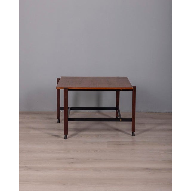 Square coffee table, in teak wood, Italian design, 1960s.