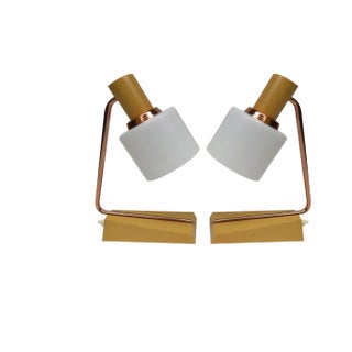 Bedside Table Lamps in Copper and Glass from Temde, 1960s, Set of 2 For Sale