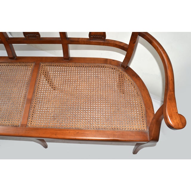 1970 Mid-Century Modern McGuire Attributed Solid Wood Caning Two-Seater Bench For Sale - Image 9 of 14