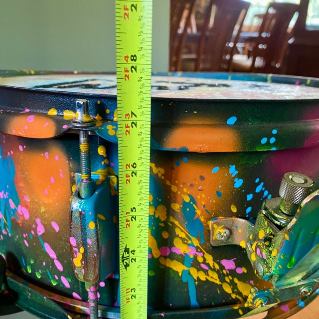 2020s e.m. Zax Snare Drum Sculpture Drip Spray Paint, Collage & Glitter - Signed For Sale - Image 5 of 17