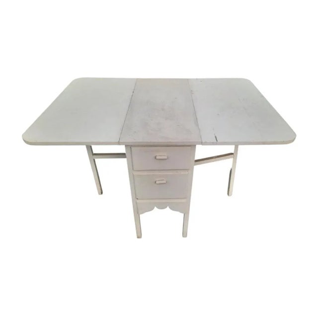 American Very Antique 4-Drawer Drop Leaf Table, Circa 1920s For Sale - Image 3 of 11