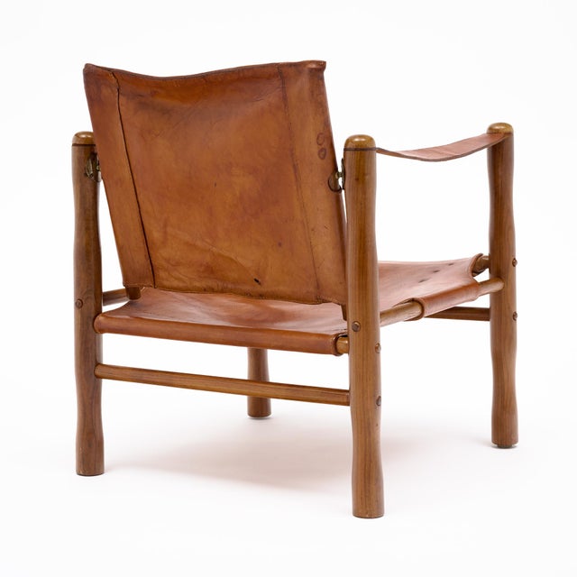 Wood Mid-Century Modern Wood and Cognac Leather Safari Armchair For Sale - Image 7 of 9