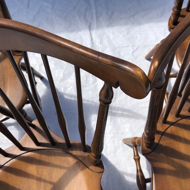 Vintage Kling Colonial Maple Braced SpindleBack Dining Chairs (4