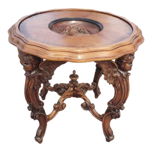 Renaissance Revival Carved Figural Fruitwood Side Table