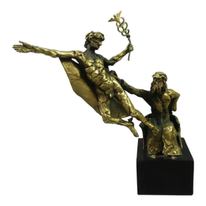 1960s Harry Marinsky Gilt Bronze of Mercury and Zeus, Signed and Foundry Markings