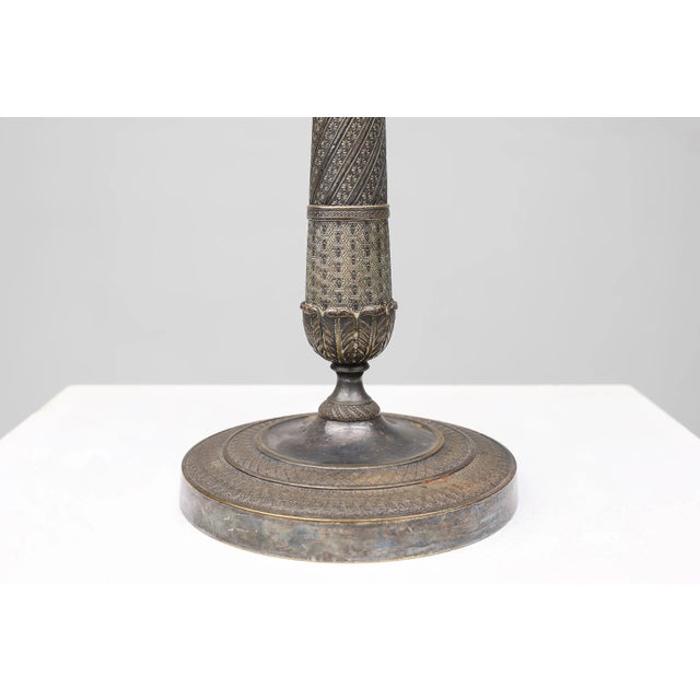 Metal Large French Silvered Copper Candlestick, 1890s For Sale - Image 7 of 10