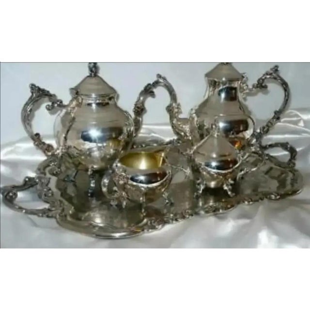 1970s Vintage F. B. Rogers French Rococo Tea & Coffee Set- 5 Pieces For Sale - Image 5 of 6