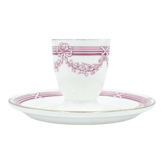 Vintage Ritz London Hotel Porcelain Royal Doulton Pink Egg Cup & Saucer For Sale