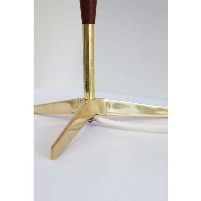Rupert Nikoll Vintage Tripod Table Lamp in Teak and Brass by Rupert Nikoll, 1960s For Sale - Image 4 of 9