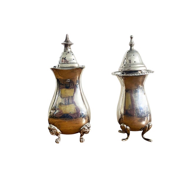 Metal Set of Two European Antique Condiment Shakers Hallmarked For Sale - Image 7 of 7