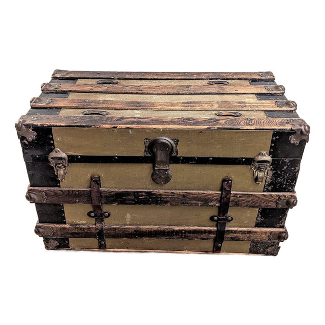 Antique Steamer Trunk - Handles & Interior Intact! For Sale