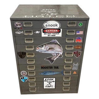 Vintage Steel Metal 11 Drawer Garage Fish Tackle Box Tool Chest Parts Cabinet For Sale